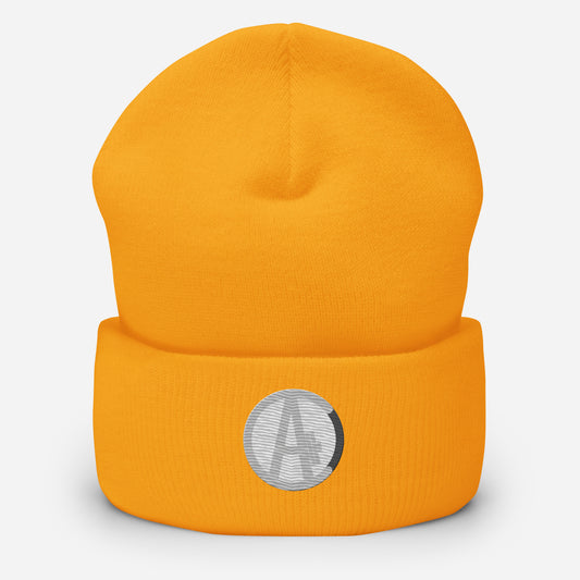 B&W Logo on a colourful Beanie